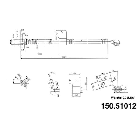 Centric Parts Brake Hose, 150.51012 150.51012